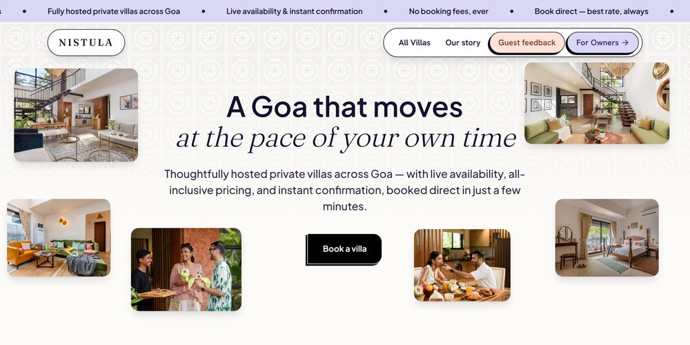 Nistula — direct-booking villa website
